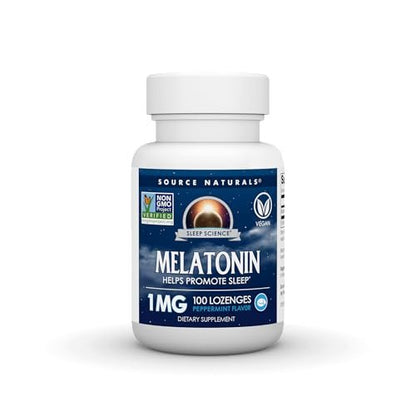 Source Naturals Melatonin 1 mg - 100 Minzgeschmack Lutschtabletten zur Schlafförderung