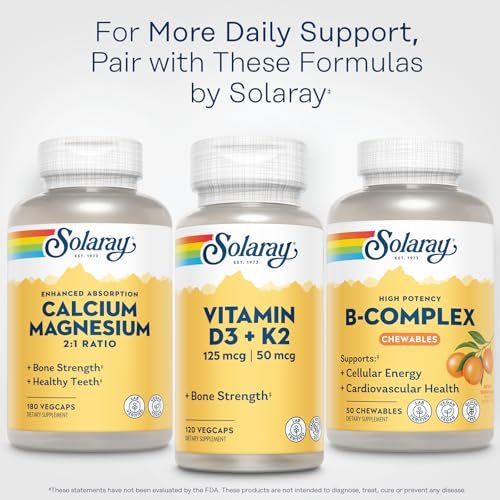 SOLARAY Vitamin B Komplex Orange Kautabletten – Hochwirksame B-Vitamine mit B12, B6, B2, Biotin, Folsäure, Vitamin C – Vegan, Glutenfrei, 50 Portionen