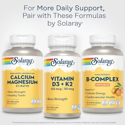 SOLARAY Vitamin B Komplex Orange Kautabletten – Hochwirksame B-Vitamine mit B12, B6, B2, Biotin, Folsäure, Vitamin C – Vegan, Glutenfrei, 50 Portionen