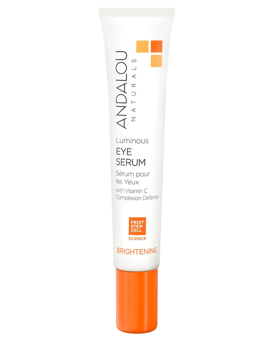 Andalou Naturals Luminous Augenserum – Aufhellende Augenpflege gegen dunkle Ringe und Schwellungen mit Vitamin C und Koffein für ein verjüngtes, jugendliches Aussehen – 0,6 Fl Oz