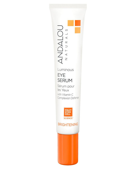 Andalou Naturals Luminous Augenserum – Aufhellende Augenpflege gegen dunkle Ringe und Schwellungen mit Vitamin C und Koffein für ein verjüngtes, jugendliches Aussehen – 0,6 Fl Oz