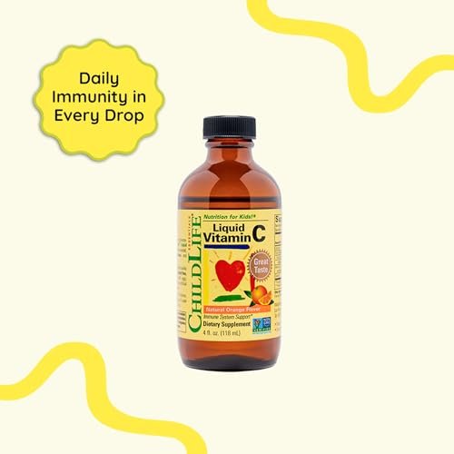 CHILDLIFE ESSENTIALS Flüssiges Vitamin C für Kinder – Immununterstützung mit natürlichem Orangenaroma, zuckerarm, 118 ml