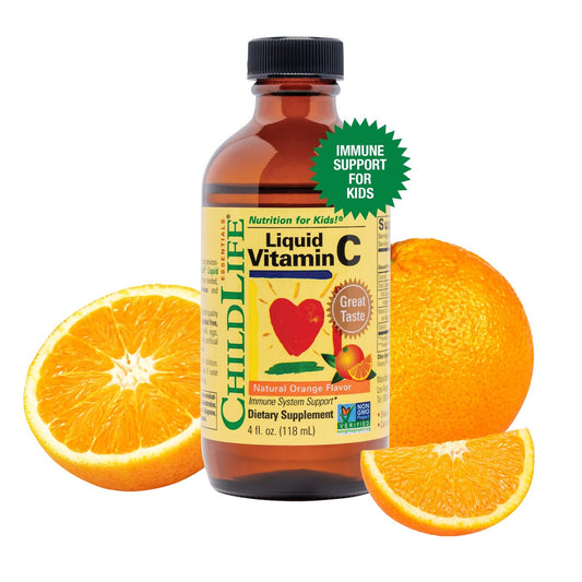 CHILDLIFE ESSENTIALS Flüssiges Vitamin C für Kinder – Immununterstützung mit natürlichem Orangenaroma, zuckerarm, 118 ml