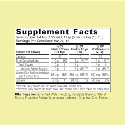 CHILDLIFE ESSENTIALS Flüssiges Vitamin C für Kinder – Immununterstützung mit natürlichem Orangenaroma, zuckerarm, 118 ml