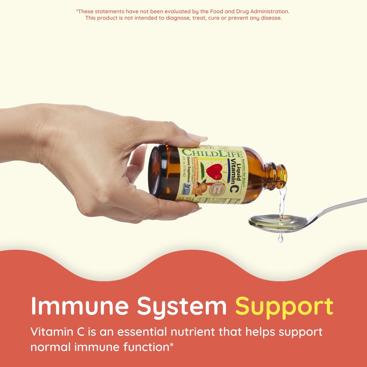 CHILDLIFE ESSENTIALS Flüssiges Vitamin C für Kinder – Immununterstützung mit natürlichem Orangenaroma, zuckerarm, 118 ml