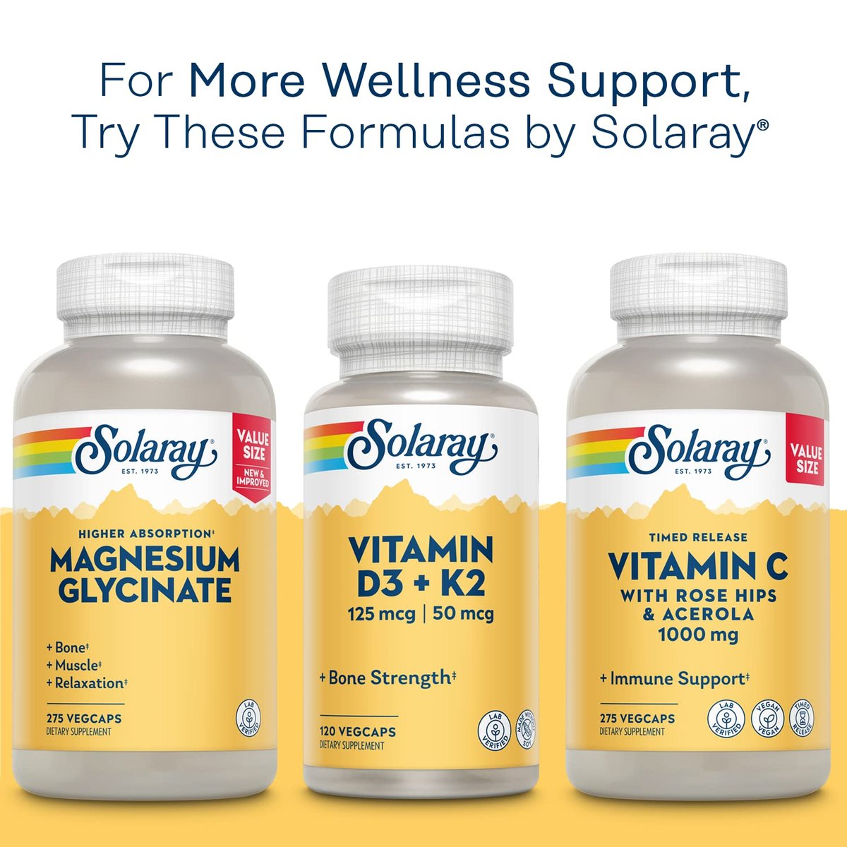 SOLARAY Mega Vitamin B-Stress – Zeitfreisetzender Vitamin-B-Komplex mit 1000 mg Vitamin C für Stressabbau, Energie, rote Blutkörperchen & Immununterstützung, 60-Tage-Garantie, vegan, 40 Portionen, 120 VegCaps