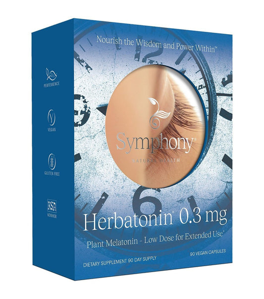 Herbatonin® 0,3 mg – Das erste pflanzliche, natürliche vegane Melatoninpräparat (Phyto-Melatonin) – Niedrig dosiertes Schlafmittel, unterstützt den zirkadianen Rhythmus & die Zellgesundheit – 90 Kapseln (90-Tage-Vorrat)