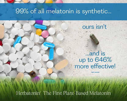 Herbatonin® 0,3 mg – Das erste pflanzliche, natürliche vegane Melatoninpräparat (Phyto-Melatonin) – Niedrig dosiertes Schlafmittel, unterstützt den zirkadianen Rhythmus & die Zellgesundheit – 90 Kapseln (90-Tage-Vorrat)