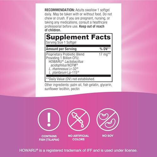 Nature's Way Probiotic Pearls für Frauen – Unterstützt Vaginal- und Verdauungsgesundheit*, 1 Milliarde lebende Kulturen, schützt vor gelegentlichen Blähungen und Verstopfung*, leicht zu schluckende Softgels, 30 Stück