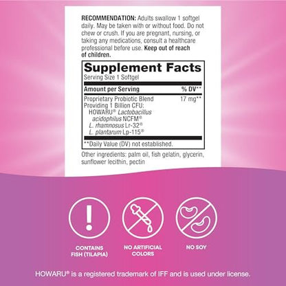 Nature's Way Probiotic Pearls für Frauen – Unterstützt Vaginal- und Verdauungsgesundheit*, 1 Milliarde lebende Kulturen, schützt vor gelegentlichen Blähungen und Verstopfung*, leicht zu schluckende Softgels, 30 Stück
