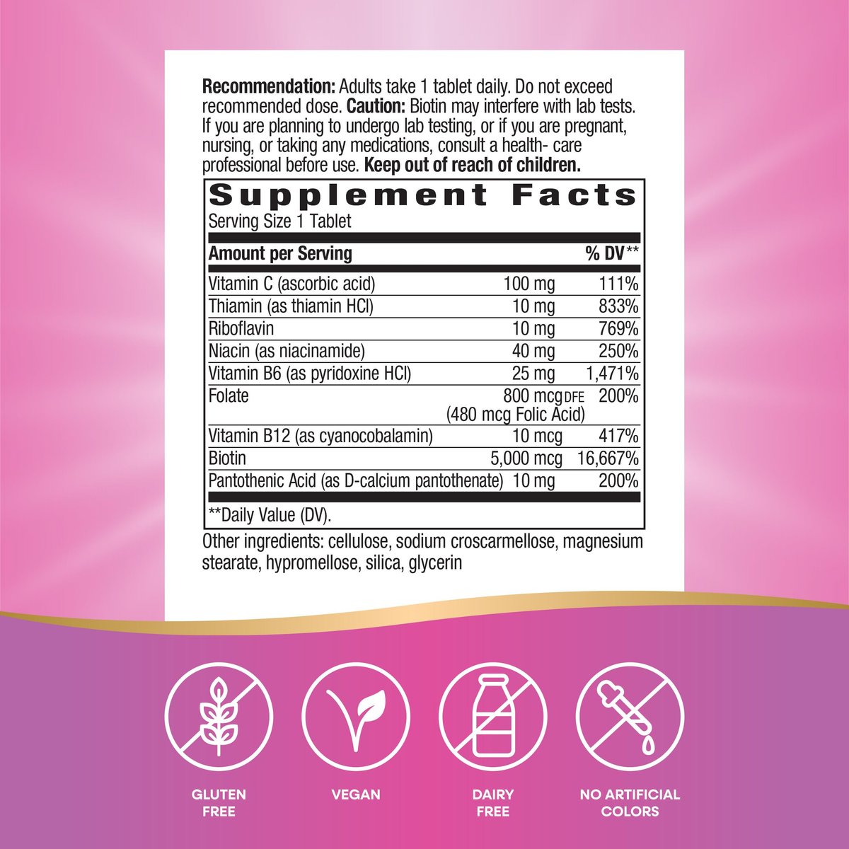 Nature's Way Extra Strength Biotin Forte – 5.000 mcg für gesundes Haar, Haut und Nägel, 60 vegane Tabletten