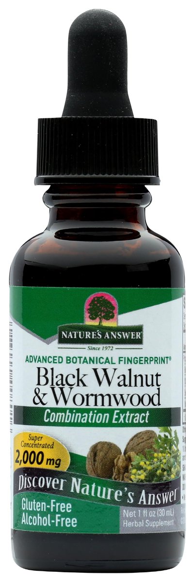 Nature's Answer Schwarznuss und Wermut Flüssigextrakt – 30 ml, 200 mg, fördert die Verdauung, mit pflanzlichem Glycerin und gereinigtem Wasser