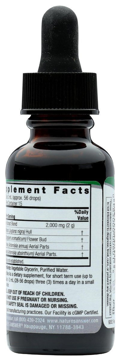 Nature's Answer Schwarznuss und Wermut Flüssigextrakt – 30 ml, 200 mg, fördert die Verdauung, mit pflanzlichem Glycerin und gereinigtem Wasser