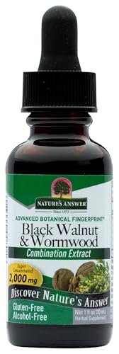 Nature's Answer Schwarznuss und Wermut Flüssigextrakt – 30 ml, 200 mg, fördert die Verdauung, mit pflanzlichem Glycerin und gereinigtem Wasser