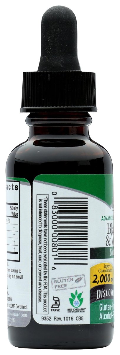 Nature's Answer Schwarznuss und Wermut Flüssigextrakt – 30 ml, 200 mg, fördert die Verdauung, mit pflanzlichem Glycerin und gereinigtem Wasser