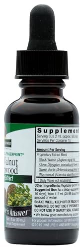 Nature's Answer Schwarznuss und Wermut Flüssigextrakt – 30 ml, 200 mg, fördert die Verdauung, mit pflanzlichem Glycerin und gereinigtem Wasser