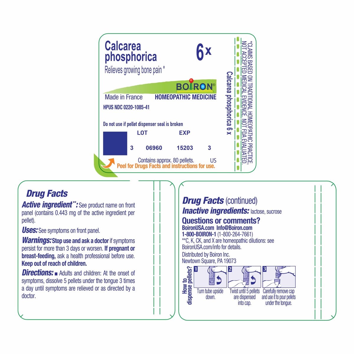 Boiron Calcarea Phosphorica 6X – Homöopathisches Mittel für Wachstumsschmerzen, 80 Kügelchen