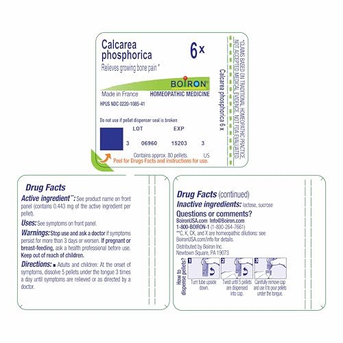 Boiron Calcarea Phosphorica 6X – Homöopathisches Mittel für Wachstumsschmerzen, 80 Kügelchen