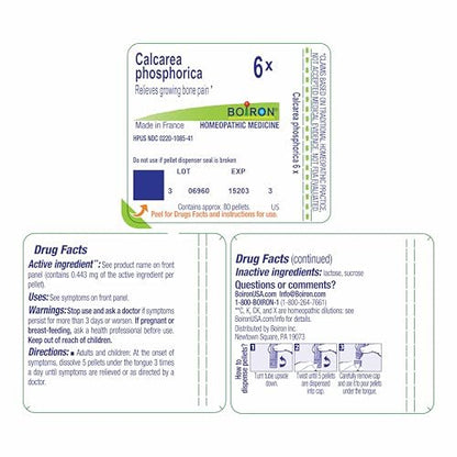 Boiron Calcarea Phosphorica 6X – Homöopathisches Mittel für Wachstumsschmerzen, 80 Kügelchen