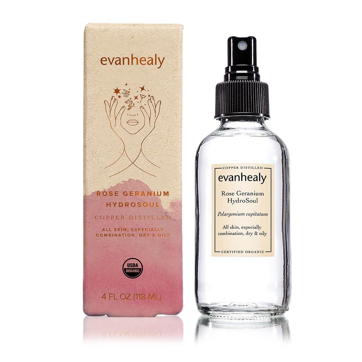 evanhealy Rose Geranium HydroSoul – Kupferdestilliertes Bio-Gesichtswasser für alle Hauttypen