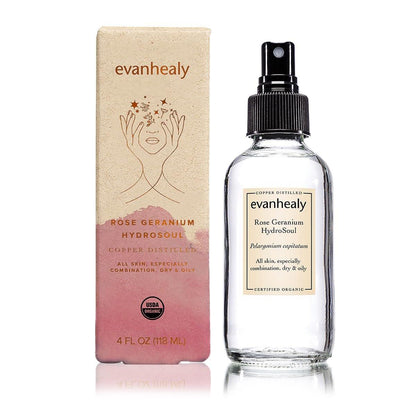 evanhealy Rose Geranium HydroSoul – Kupferdestilliertes Bio-Gesichtswasser für alle Hauttypen