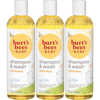 Burt's Bees Baby Shampoo & Wash, Tränenfrei, Original, 12 Fl Oz (3er-Pack)