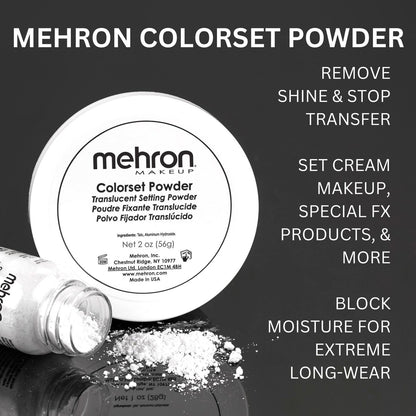 Mehron Makeup Colorset Puder – Transparenter Fixierpuder für Special Effects, Halloween & Film – 60 g