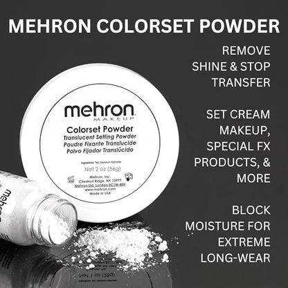 Mehron Makeup Colorset Puder – Transparenter Fixierpuder für Special Effects, Halloween & Film – 60 g