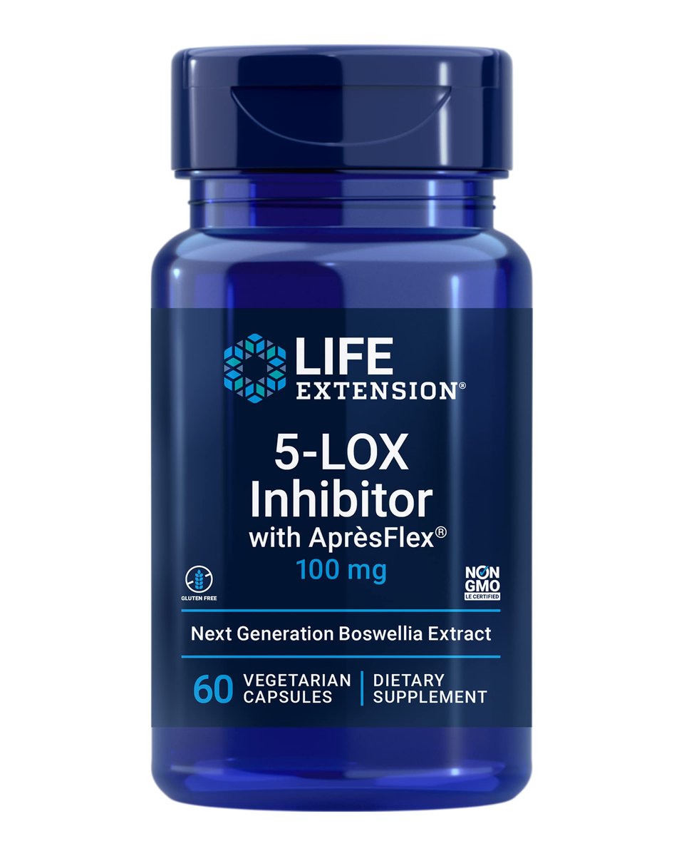Life Extension 5-LOX-Inhibitor mit AprèsFlex®, 100 mg, standardisierter Boswellia serrata Extrakt, Fördert Gelenk-, Zell- und Arteriengesundheit, Glutenfrei, Nicht-GMO, Vegetarisch, 60 Kapseln
