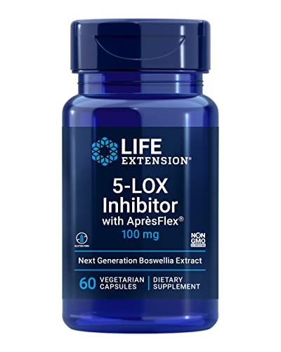 Life Extension 5-LOX-Inhibitor mit AprèsFlex®, 100 mg, standardisierter Boswellia serrata Extrakt, Fördert Gelenk-, Zell- und Arteriengesundheit, Glutenfrei, Nicht-GMO, Vegetarisch, 60 Kapseln