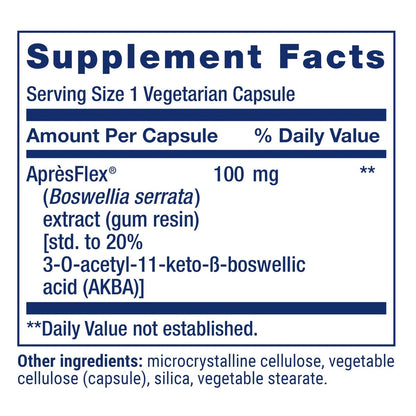 Life Extension 5-LOX-Inhibitor mit AprèsFlex®, 100 mg, standardisierter Boswellia serrata Extrakt, Fördert Gelenk-, Zell- und Arteriengesundheit, Glutenfrei, Nicht-GMO, Vegetarisch, 60 Kapseln