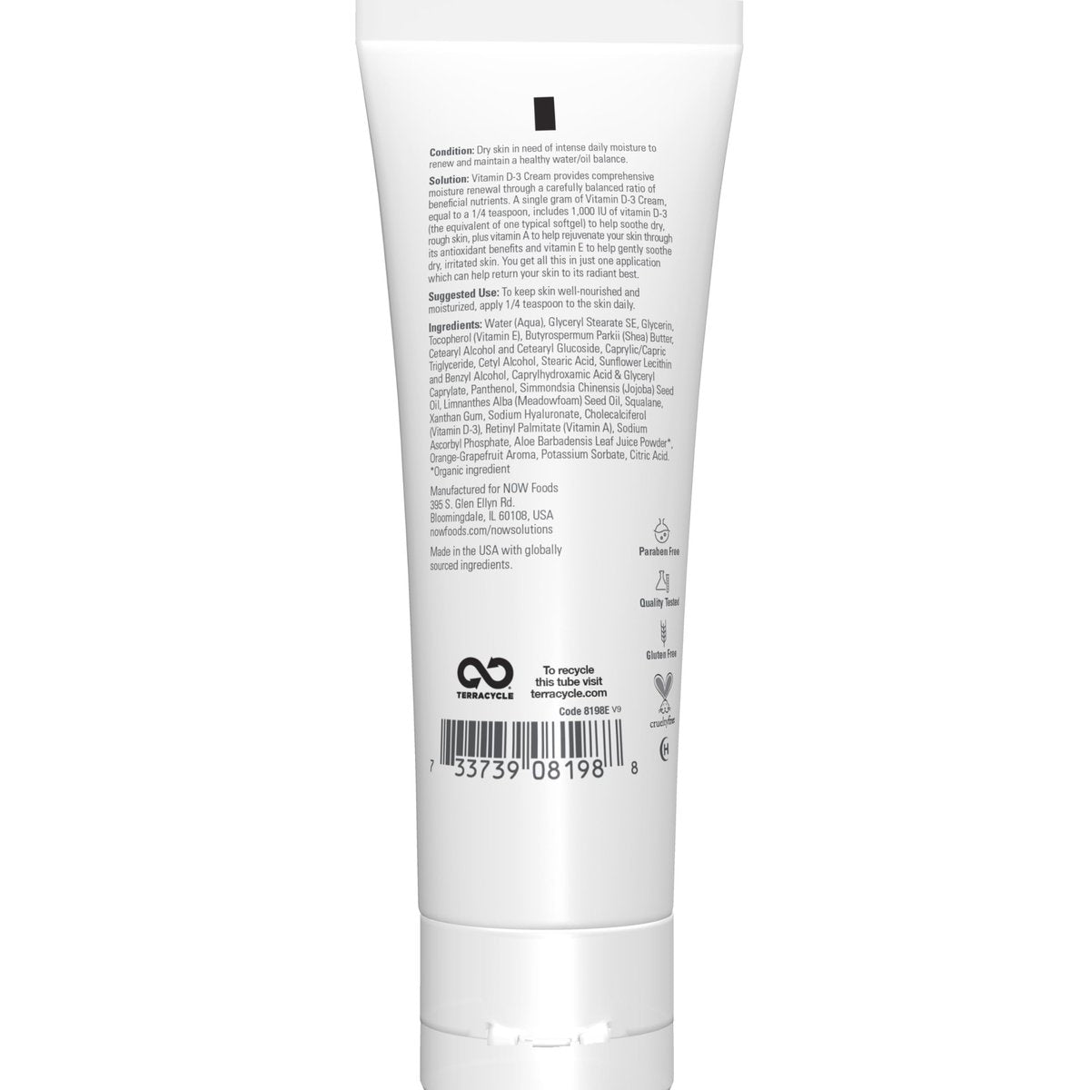 NOW Solutions Vitamin D-3 Creme 1.000 IE pro Gramm, hochwirksam, intensive Feuchtigkeitspflege, 118 ml