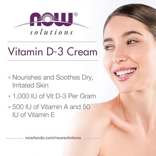 NOW Solutions Vitamin D-3 Creme 1.000 IE pro Gramm, hochwirksam, intensive Feuchtigkeitspflege, 118 ml