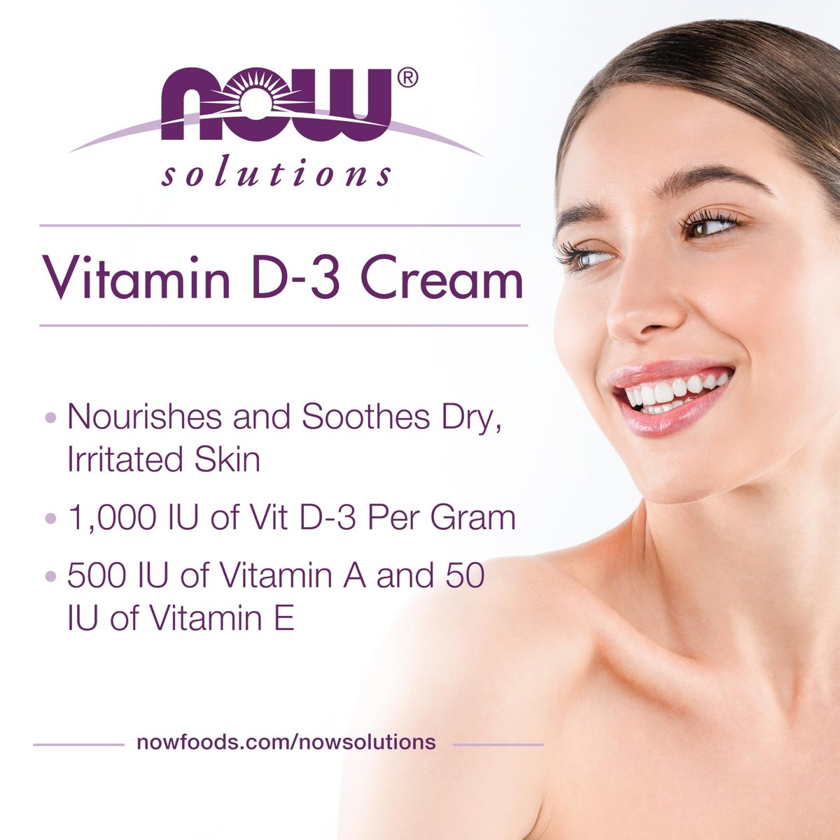 NOW Solutions Vitamin D-3 Creme 1.000 IE pro Gramm, hochwirksam, intensive Feuchtigkeitspflege, 118 ml