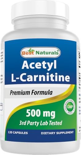 Best Naturals Acetyl-L-Carnitin (ALCAR) 500mg, 120 Kapseln, 120 Portionen – Non-GMO und Glutenfrei, 1 Kapsel pro Portion