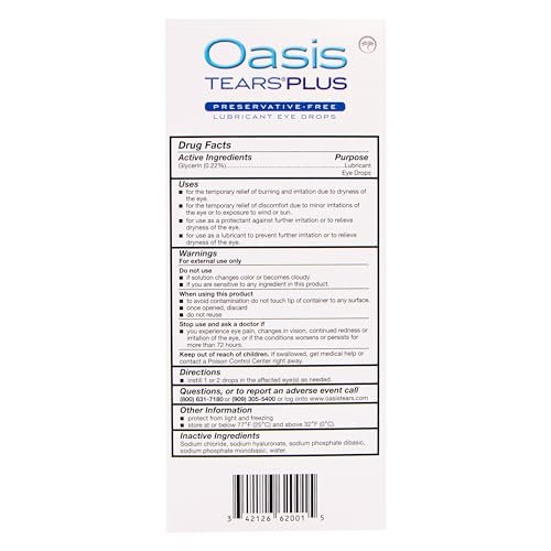 Oasis TEARS PLUS Konservierungsmittelfreie Augentropfen, 30 Einzeldosen, 0,3 ml
