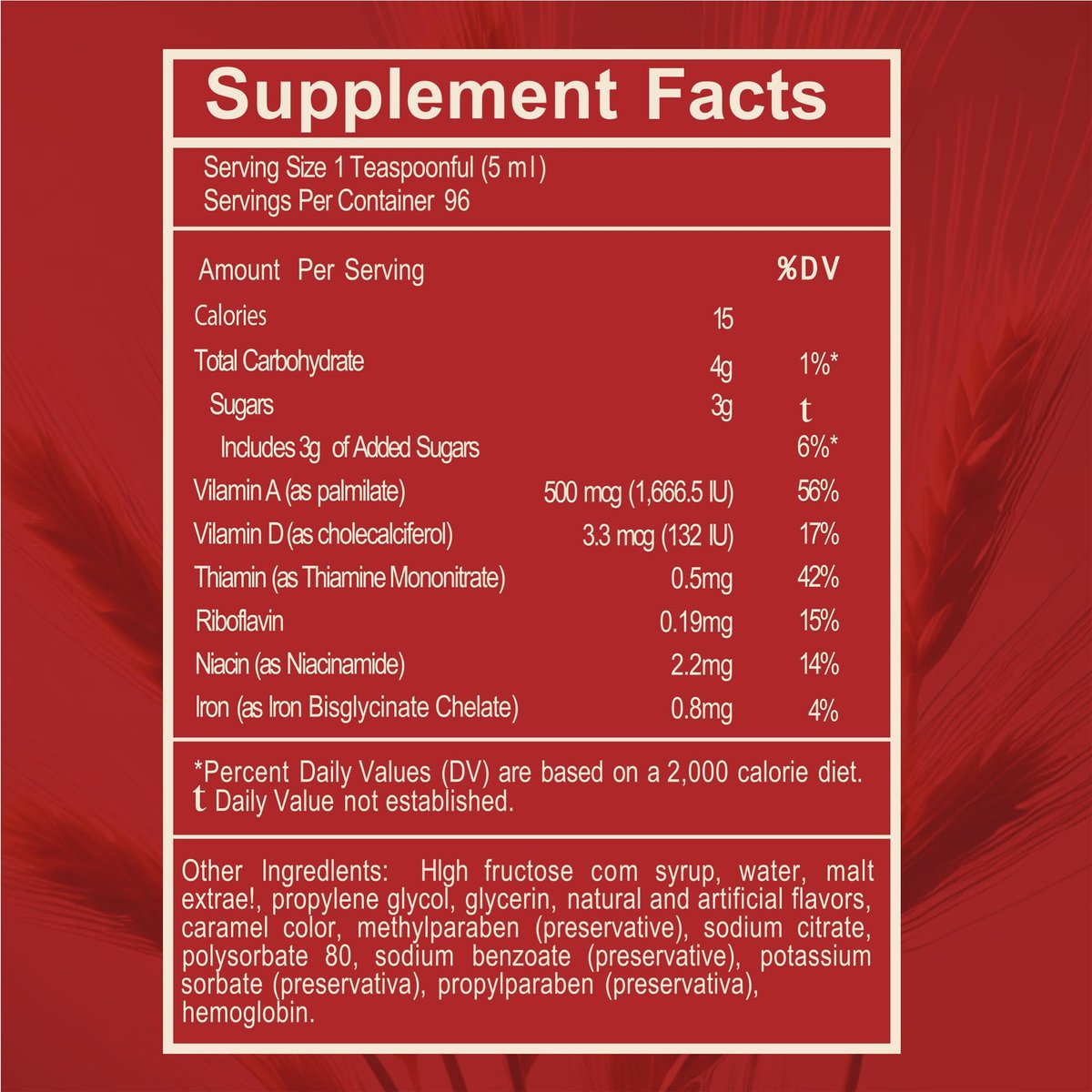 Malz- und Hämoglobinextrakt – Nahrungsergänzungsmittel für Energie und Vitalität (16,23 Fl Oz / 1er-Pack)