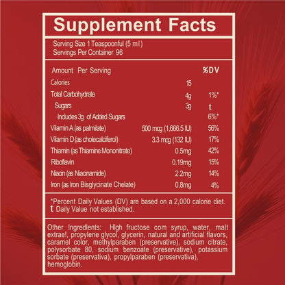 Malz- und Hämoglobinextrakt – Nahrungsergänzungsmittel für Energie und Vitalität (16,23 Fl Oz / 1er-Pack)
