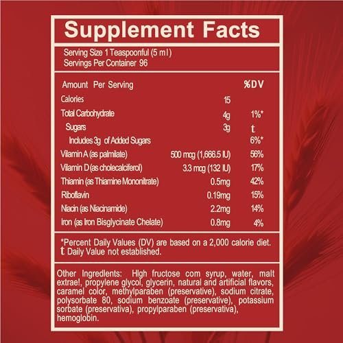Malz- und Hämoglobinextrakt – Nahrungsergänzungsmittel für Energie und Vitalität (16,23 Fl Oz / 1er-Pack)