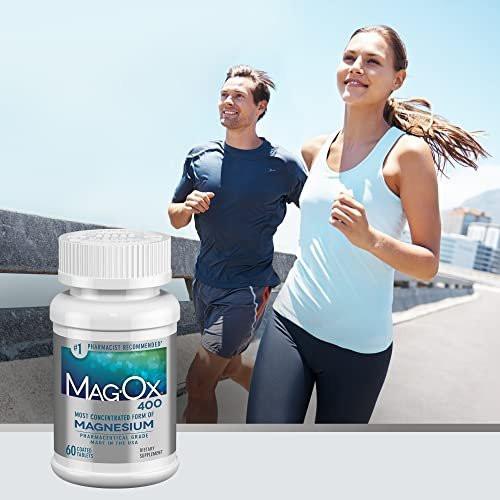 Mag-Ox 400 Magnesiumpräparat, pharmazeutisches Magnesiumoxid mit 482 mg pro Dosis, 60 Tabletten