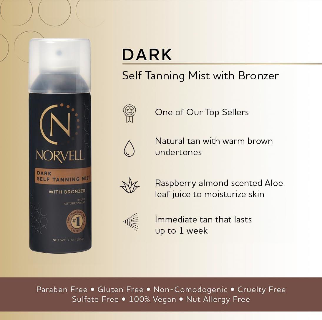 Norvell Professional Sunless Self Tanner Mist 7 fl oz – Airbrush Selbstbräuner mit Bronzer für einen natürlichen, streifenfreien und langanhaltenden Sonnenkuss