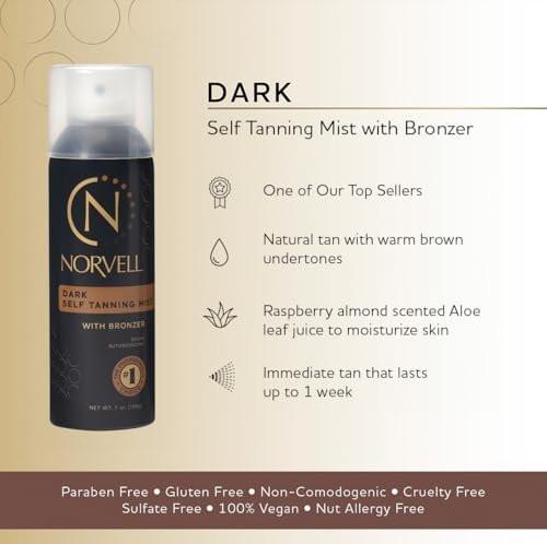Norvell Professional Sunless Self Tanner Mist 7 fl oz – Airbrush Selbstbräuner mit Bronzer für einen natürlichen, streifenfreien und langanhaltenden Sonnenkuss