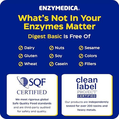 Enzymedica Digest Basic – Verdauungsenzyme für Frauen & Männer, Kapseln für sensible Mägen, vegan – 30 Kapseln