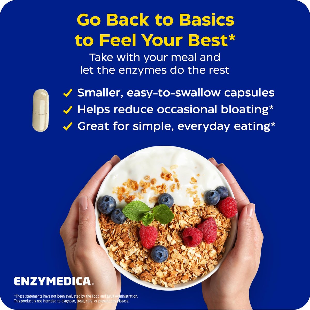 Enzymedica Digest Basic – Verdauungsenzyme für Frauen & Männer, Kapseln für sensible Mägen, vegan – 30 Kapseln