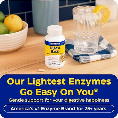 Enzymedica Digest Basic – Verdauungsenzyme für Frauen & Männer, Kapseln für sensible Mägen, vegan – 30 Kapseln