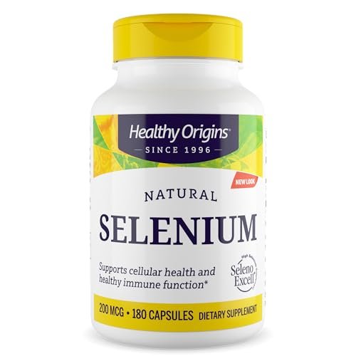 Healthy Origins Selen 200 mcg, 180 Kapseln – SelenoExcell, hoch bioverfügbares, fermentiertes Selen – Unterstützt Immunsystem, Schilddrüsenfunktion und Zellgesundheit