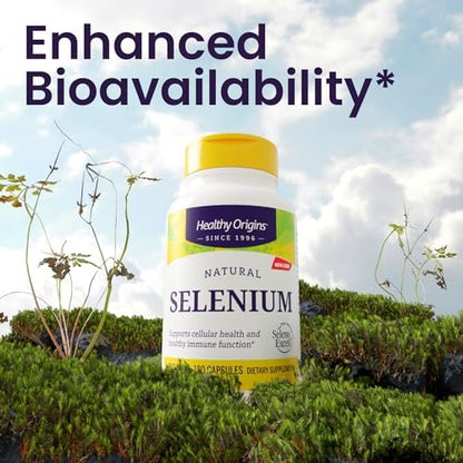 Healthy Origins Selen 200 mcg, 180 Kapseln – SelenoExcell, hoch bioverfügbares, fermentiertes Selen – Unterstützt Immunsystem, Schilddrüsenfunktion und Zellgesundheit