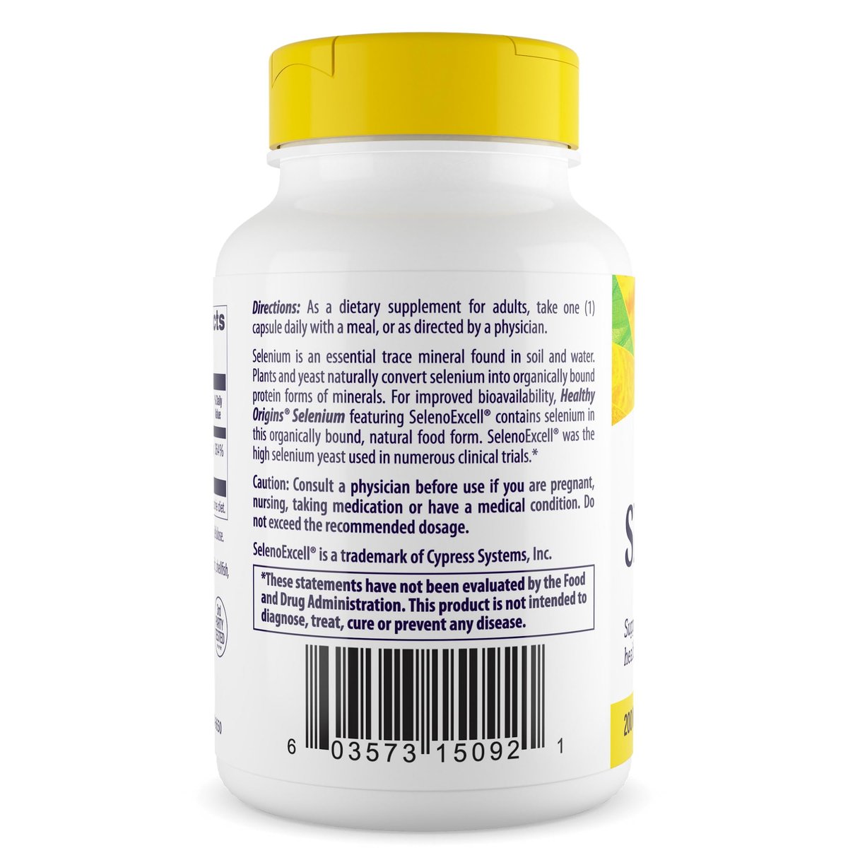 Healthy Origins Selen 200 mcg, 180 Kapseln – SelenoExcell, hoch bioverfügbares, fermentiertes Selen – Unterstützt Immunsystem, Schilddrüsenfunktion und Zellgesundheit