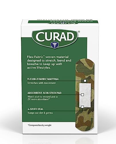 CURAD Green Camo Flex-Fabric Haftverband, 1,9 cm x 7,6 cm, 25 Stück