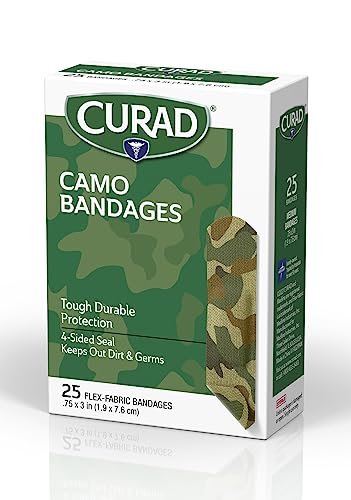 CURAD Green Camo Flex-Fabric Haftverband, 1,9 cm x 7,6 cm, 25 Stück